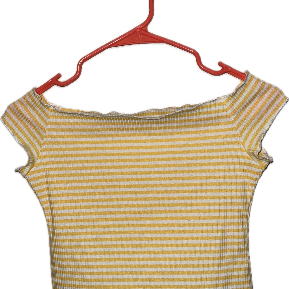 Yellow Striped Crop Top
